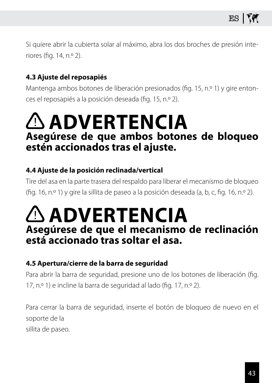 Advertencia | Kiddy Click'n move 3 User Manual | Page 43 / 59