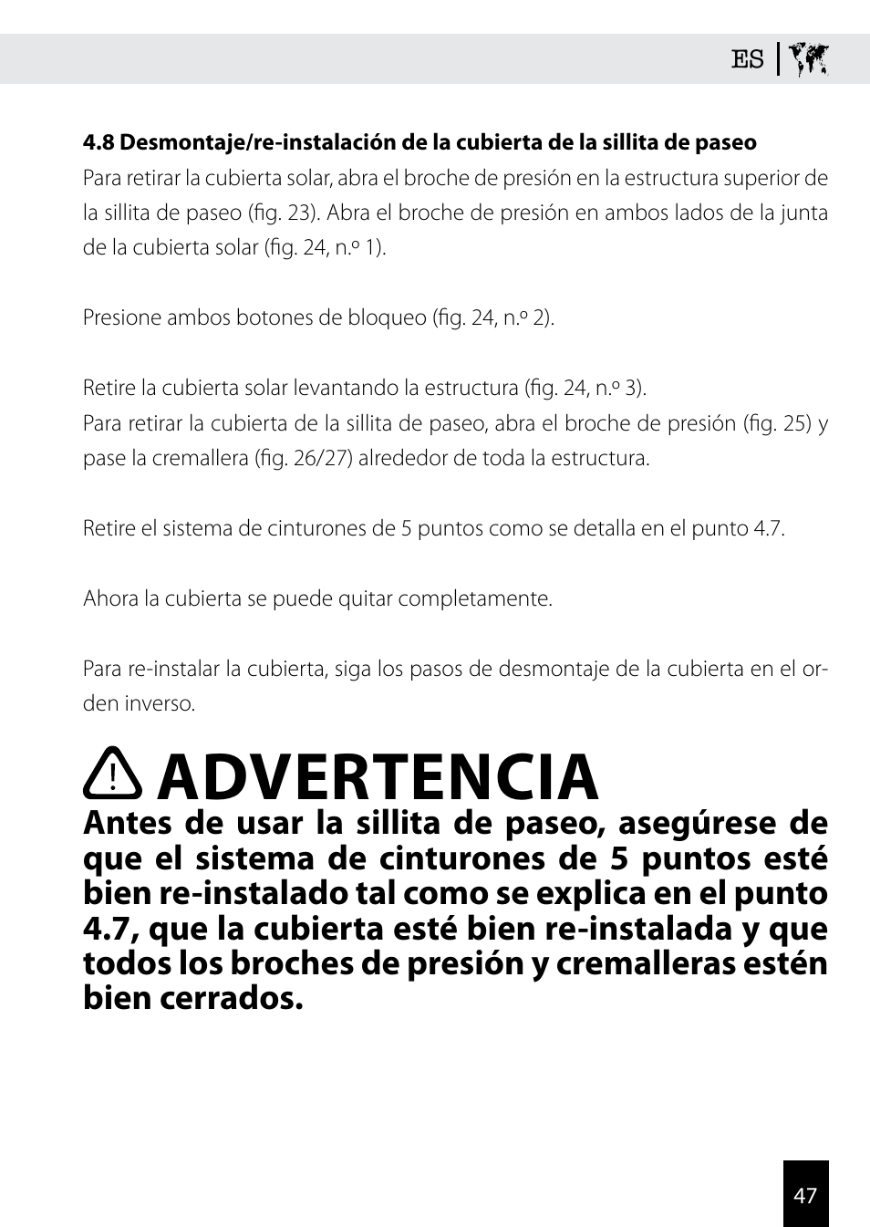 Advertencia | Kiddy Click'n move 3 User Manual | Page 47 / 59