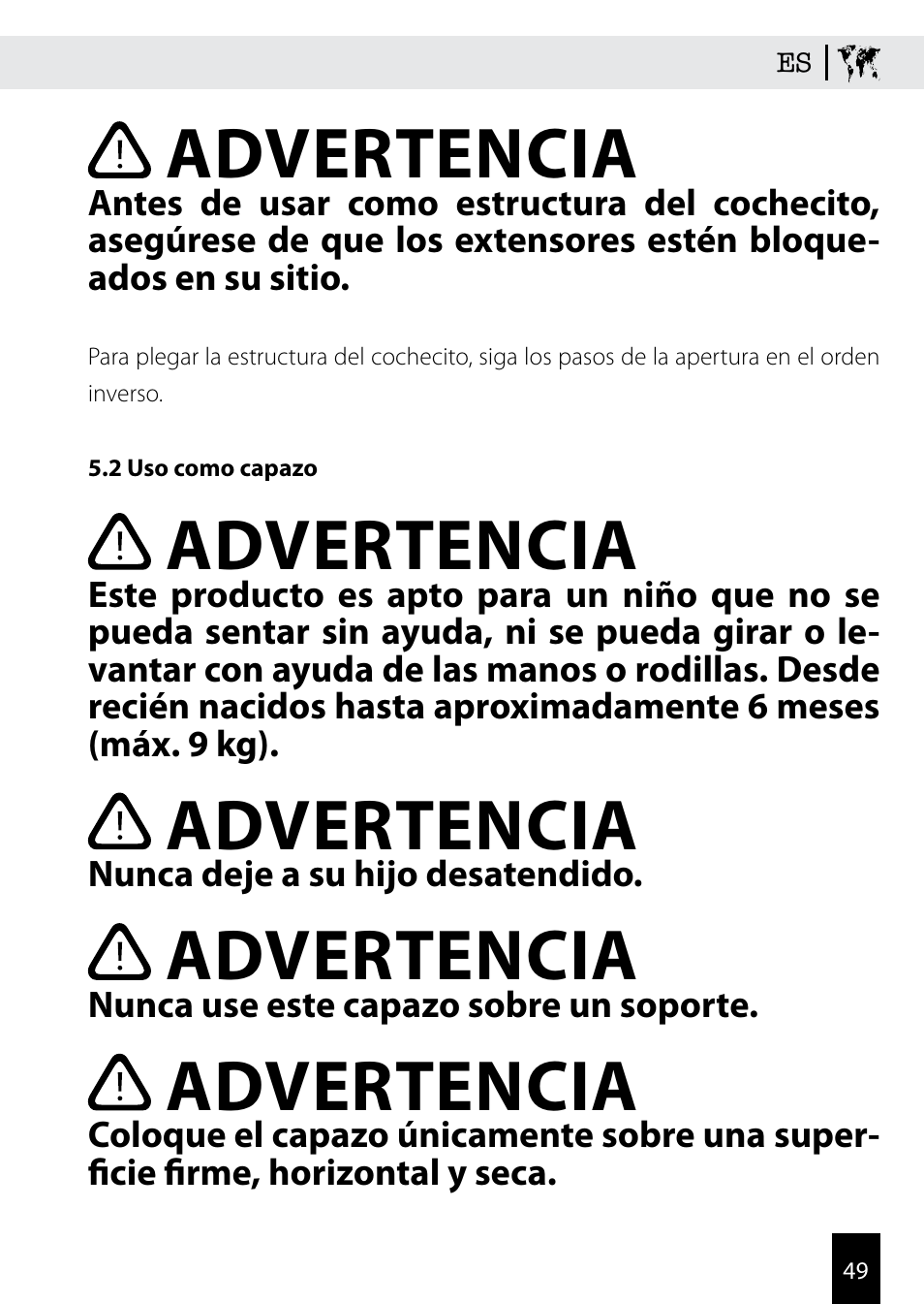Advertencia | Kiddy Click'n move 3 User Manual | Page 49 / 59