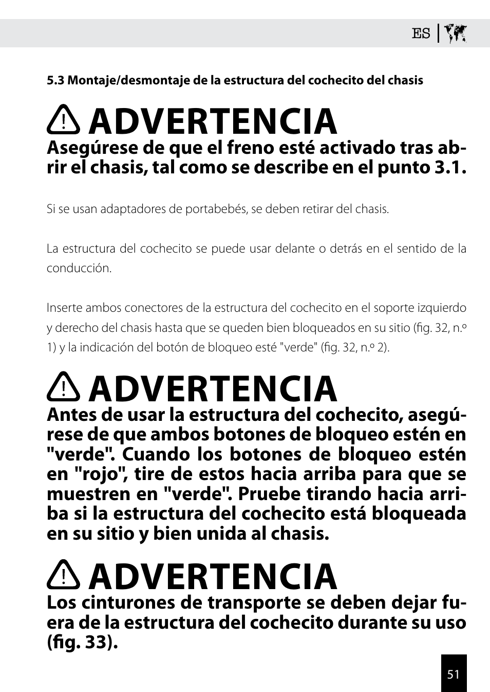 Advertencia | Kiddy Click'n move 3 User Manual | Page 51 / 59