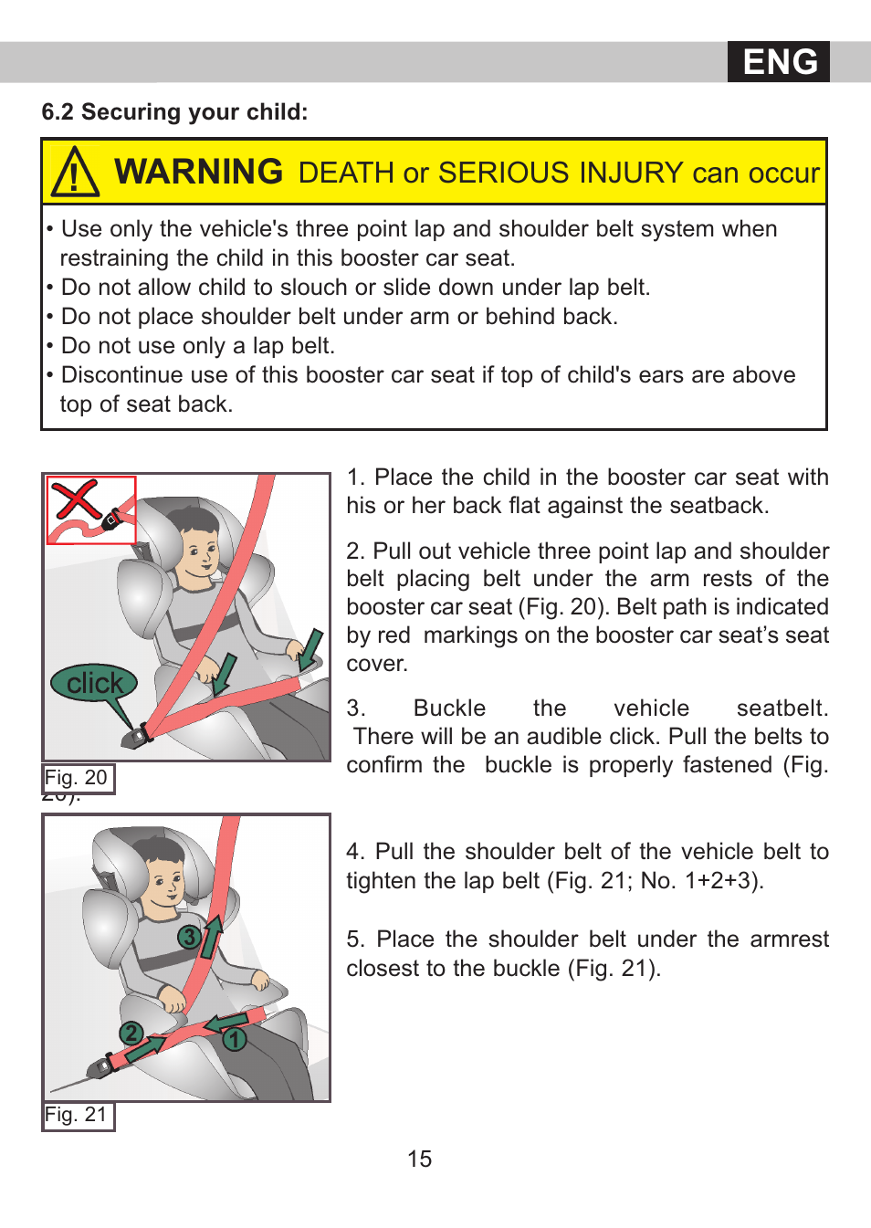 Warning, Death or serious injury can occur | Kiddy Cruiserfix Pro User Manual | Page 16 / 24