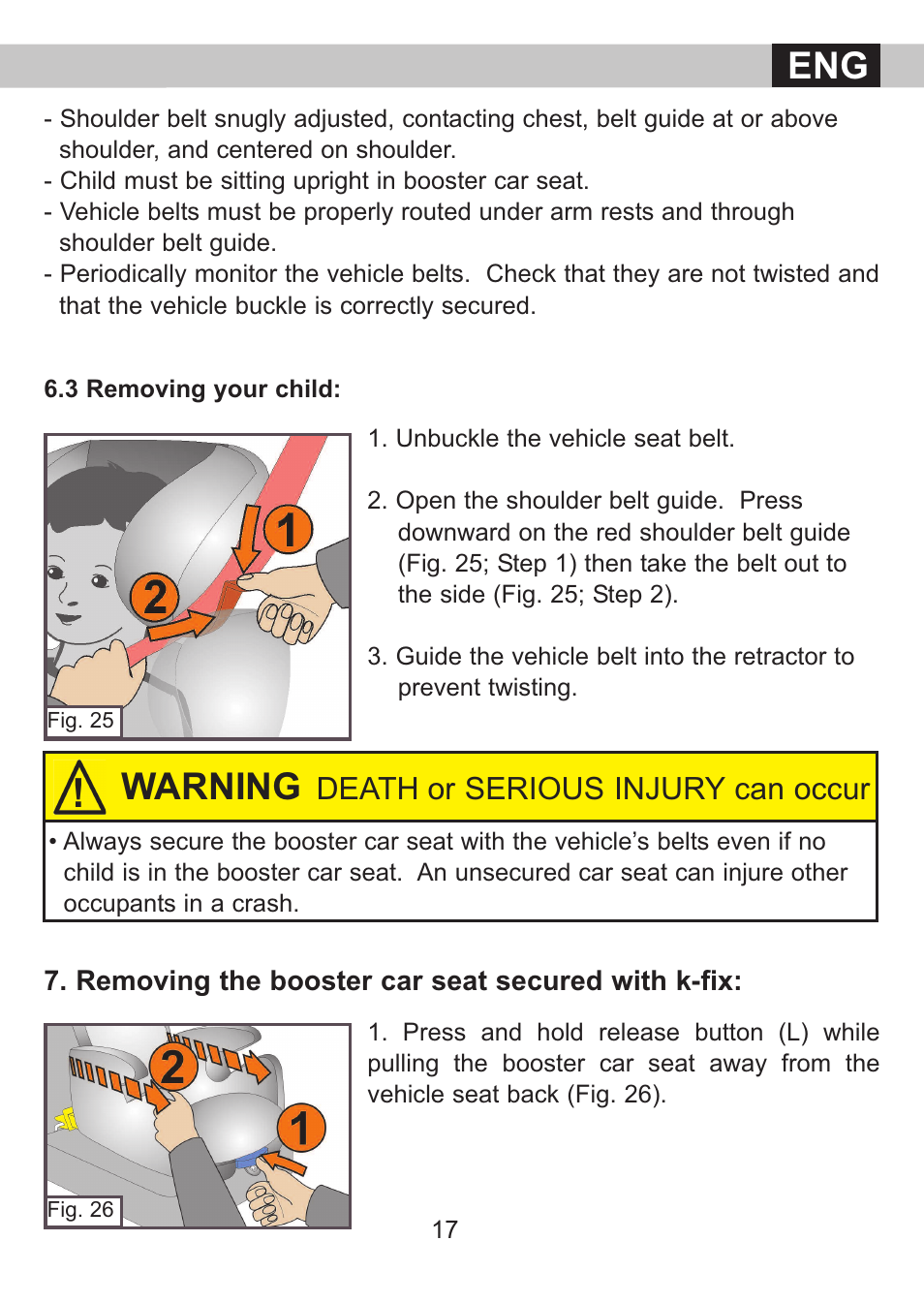 Warning, Death or serious injury can occur | Kiddy Cruiserfix Pro User Manual | Page 18 / 24