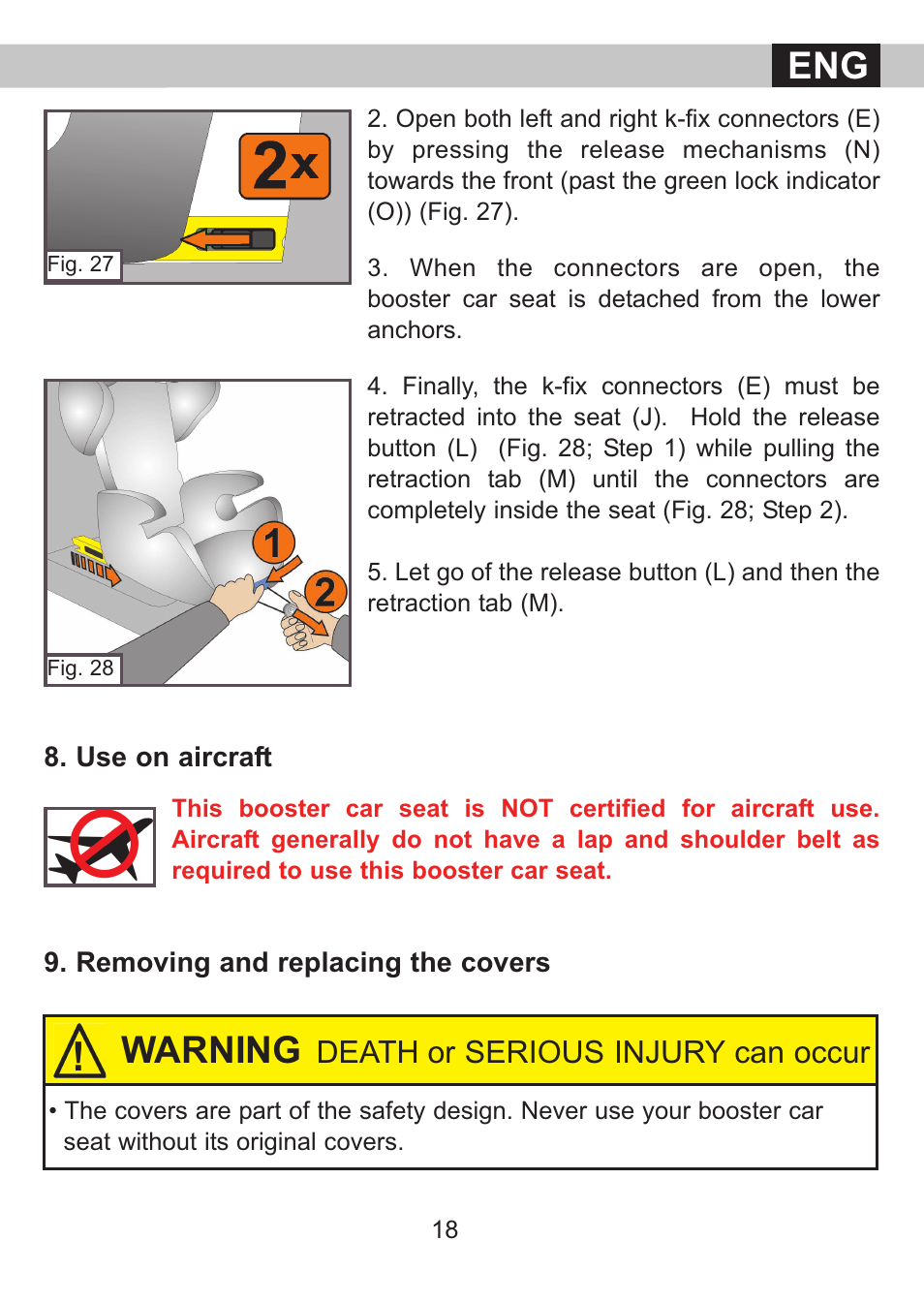 Warning, Death or serious injury can occur | Kiddy Cruiserfix Pro User Manual | Page 19 / 24