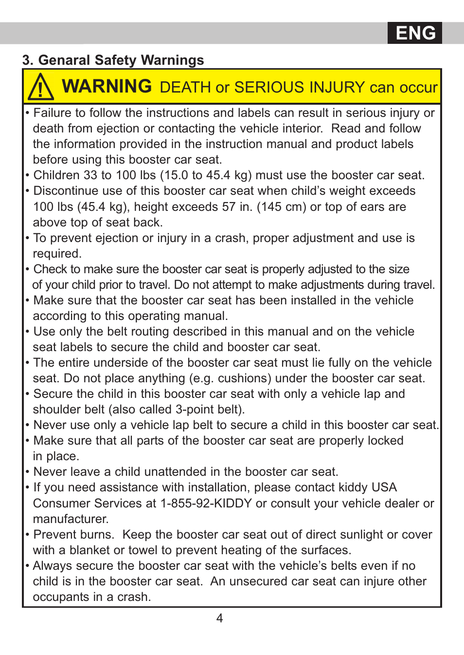 Warning, Death or serious injury can occur | Kiddy Cruiserfix Pro User Manual | Page 5 / 24