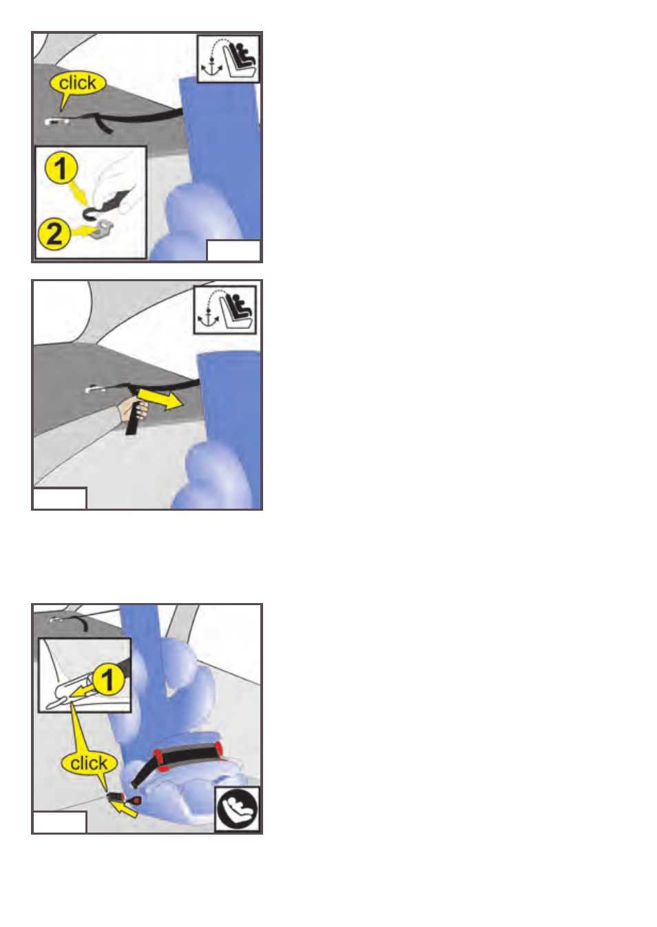 Attach lower anchor belt and latch connectors | Kiddy World plus User Manual | Page 20 / 44