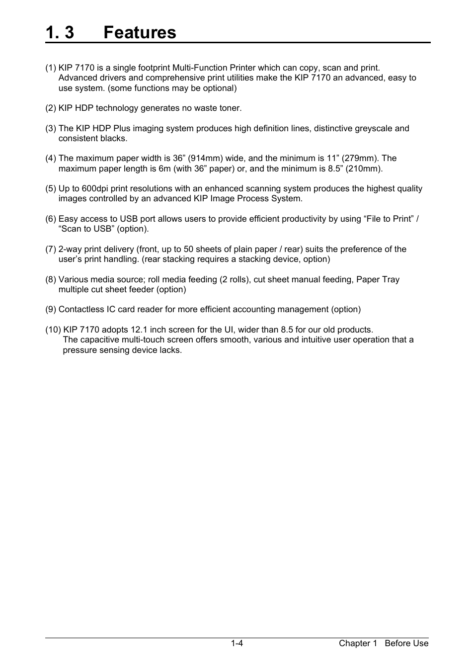 3 features | KIP 7170K User Manual | Page 11 / 75