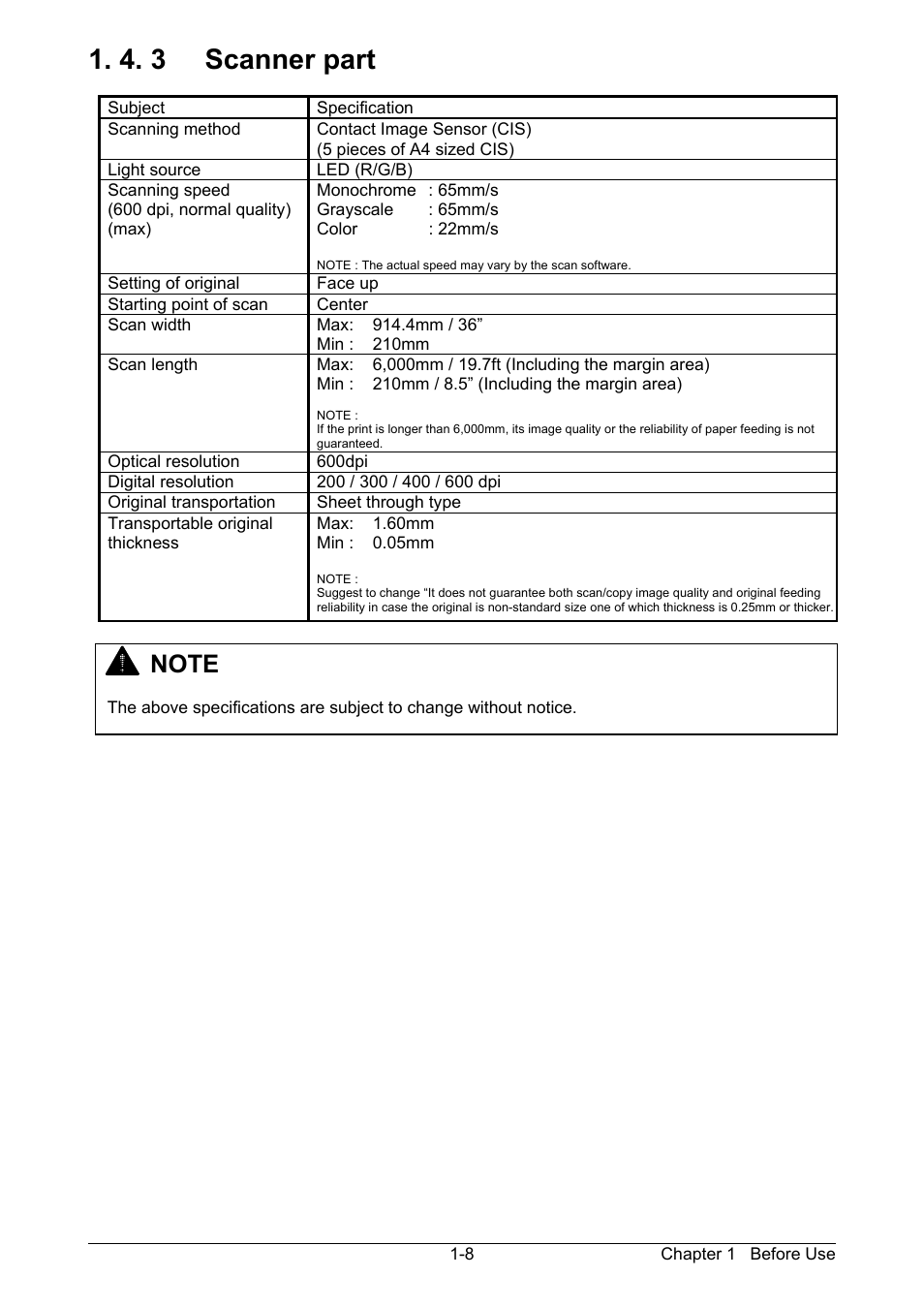 4. 3 scanner part | KIP 7170K User Manual | Page 15 / 75