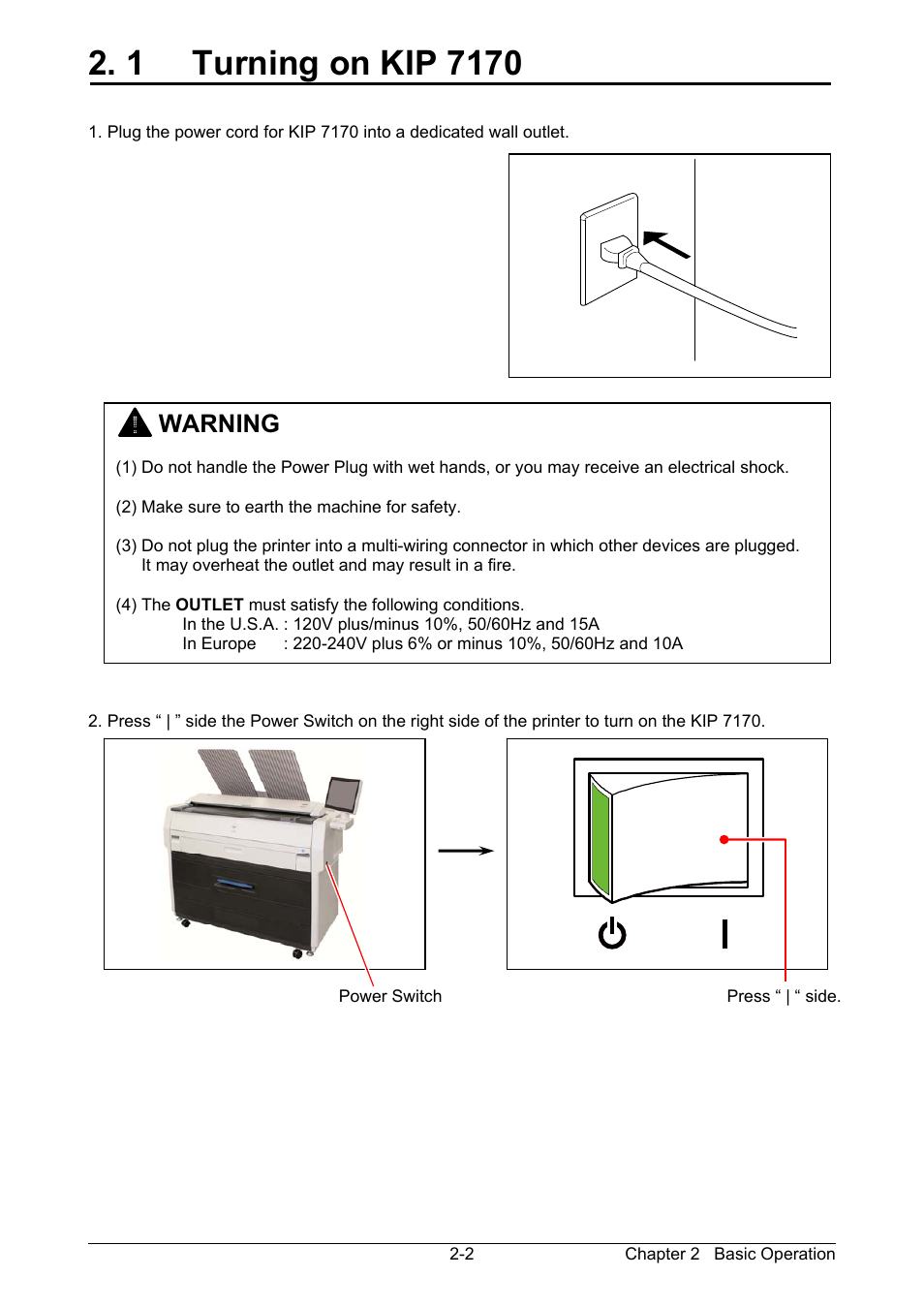 1 turning on kip 7170, Warning | KIP 7170K User Manual | Page 26 / 75