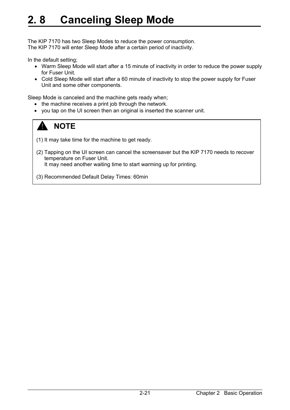 8 canceling sleep mode | KIP 7170K User Manual | Page 45 / 75