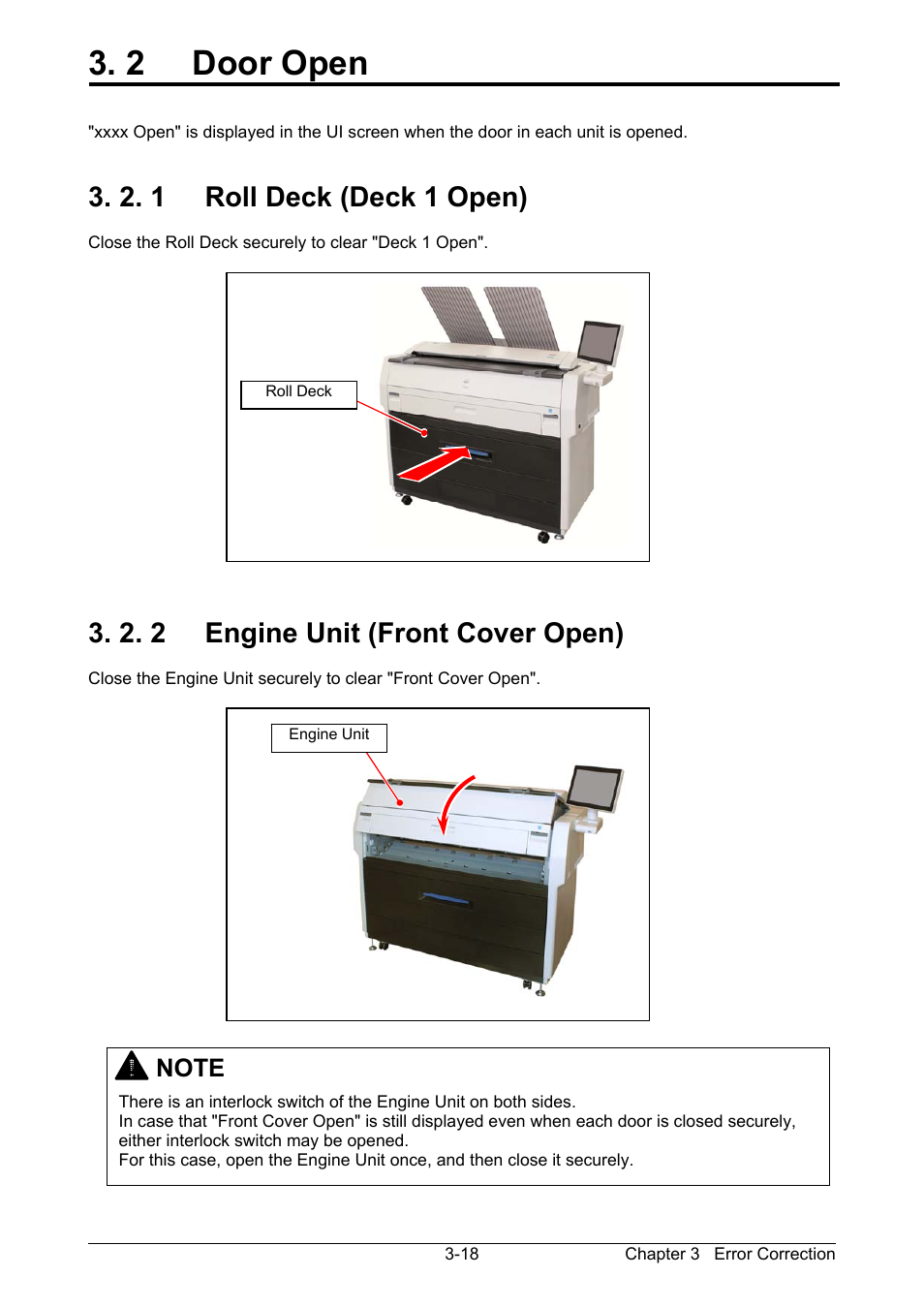 2 door open, 2. 1 roll deck (deck 1 open), 2. 2 engine unit (front cover open) | KIP 7170K User Manual | Page 64 / 75