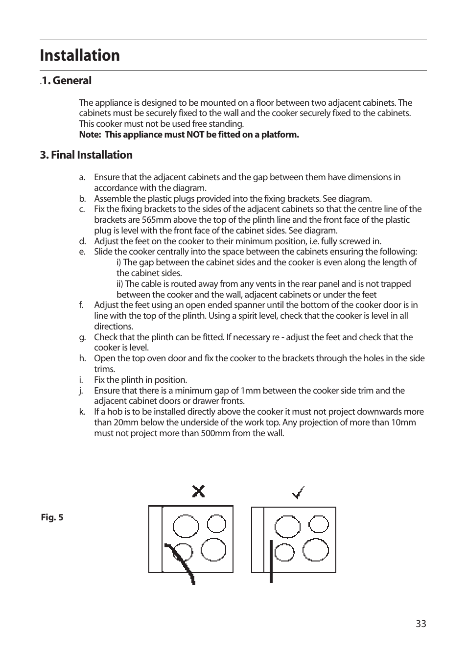 Installation | Creda E420E User Manual | Page 33 / 40