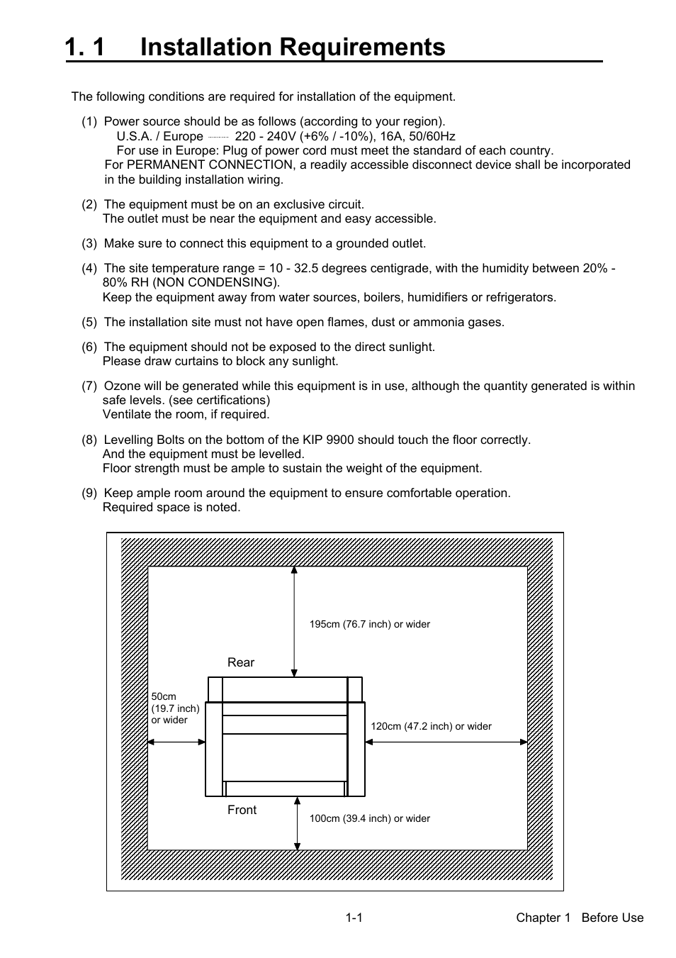 1 installation requirements | KIP 9900 User Manual | Page 9 / 139