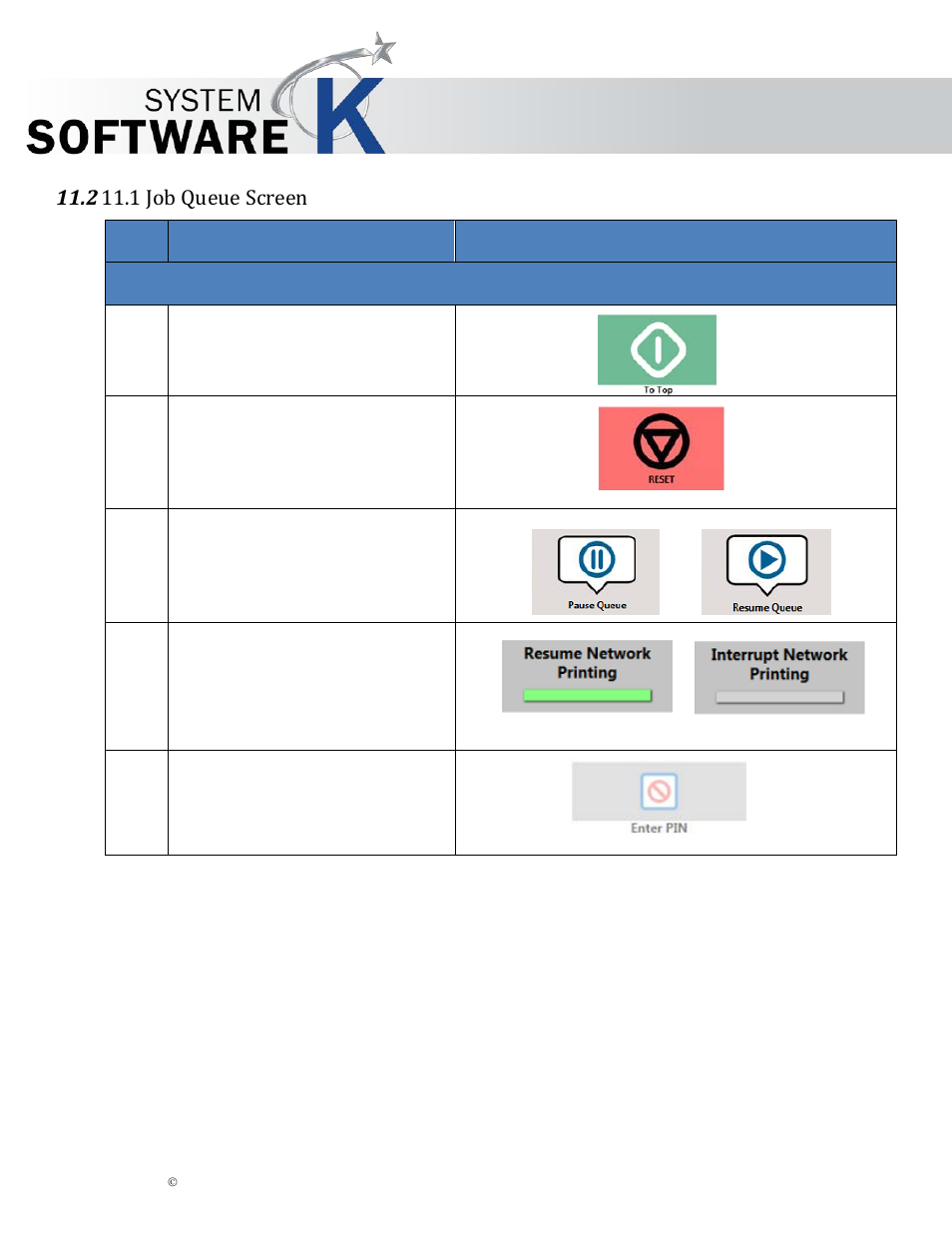 2 11.1 job queue screen, 1 job queue screen, Kip multi-touch user guide | KIP Multi-Touch User Manual | Page 50 / 78