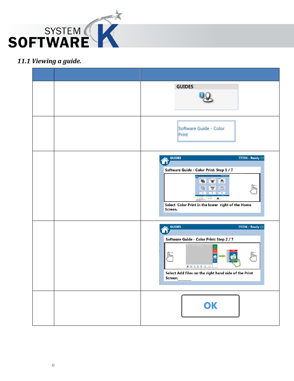 1 viewing a guide, Kip multi-touch user guide | KIP Multi-Touch User Manual | Page 55 / 78