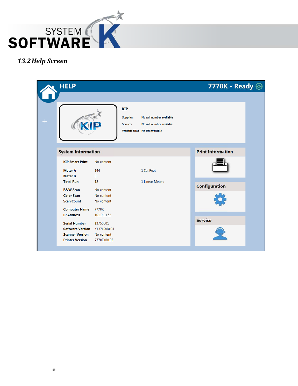 2 help screen, Help screen, Kip multi-touch user guide | KIP Multi-Touch User Manual | Page 56 / 78