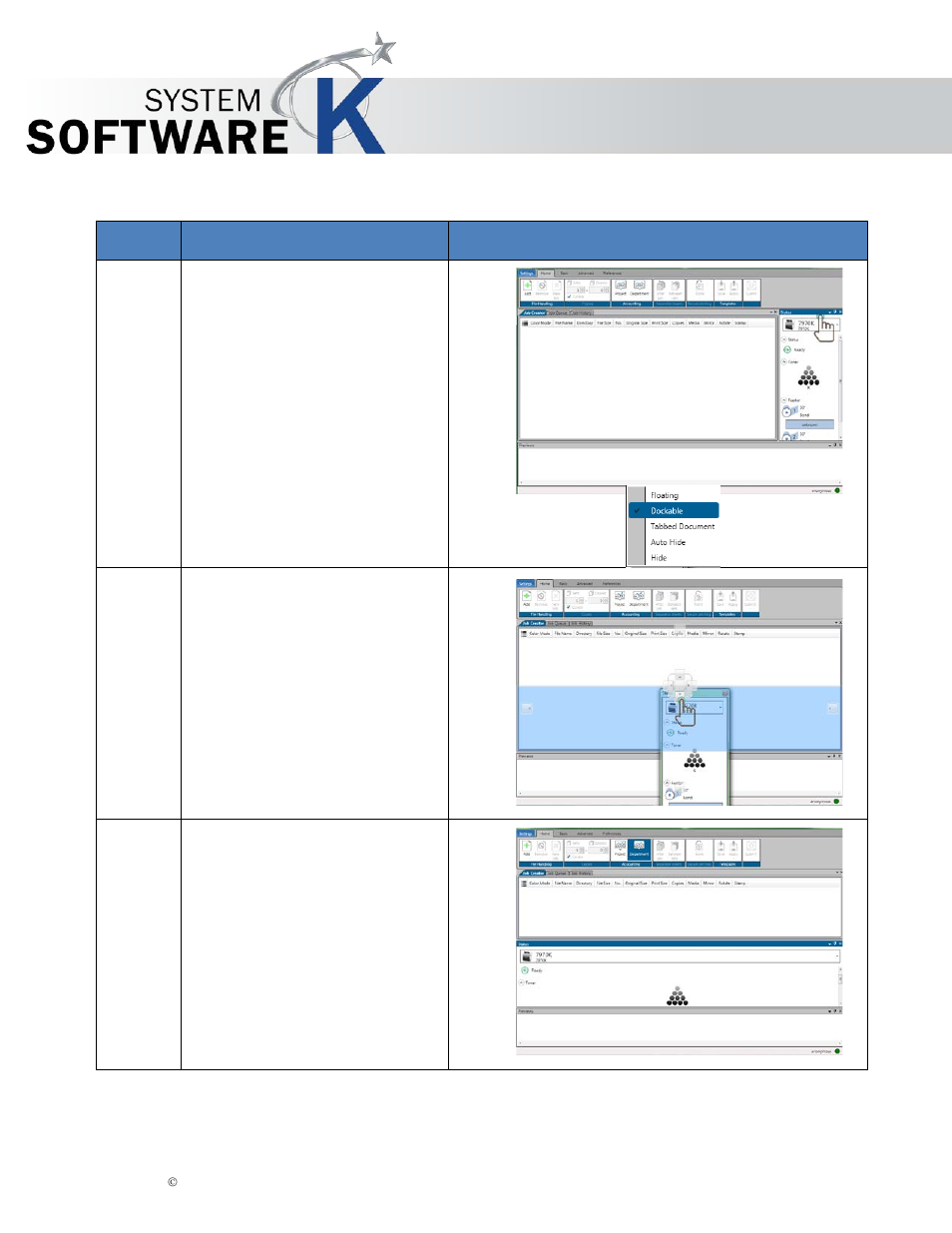 1 dockable, Kip print pro user guide | KIP PrintPro User Manual | Page 18 / 102