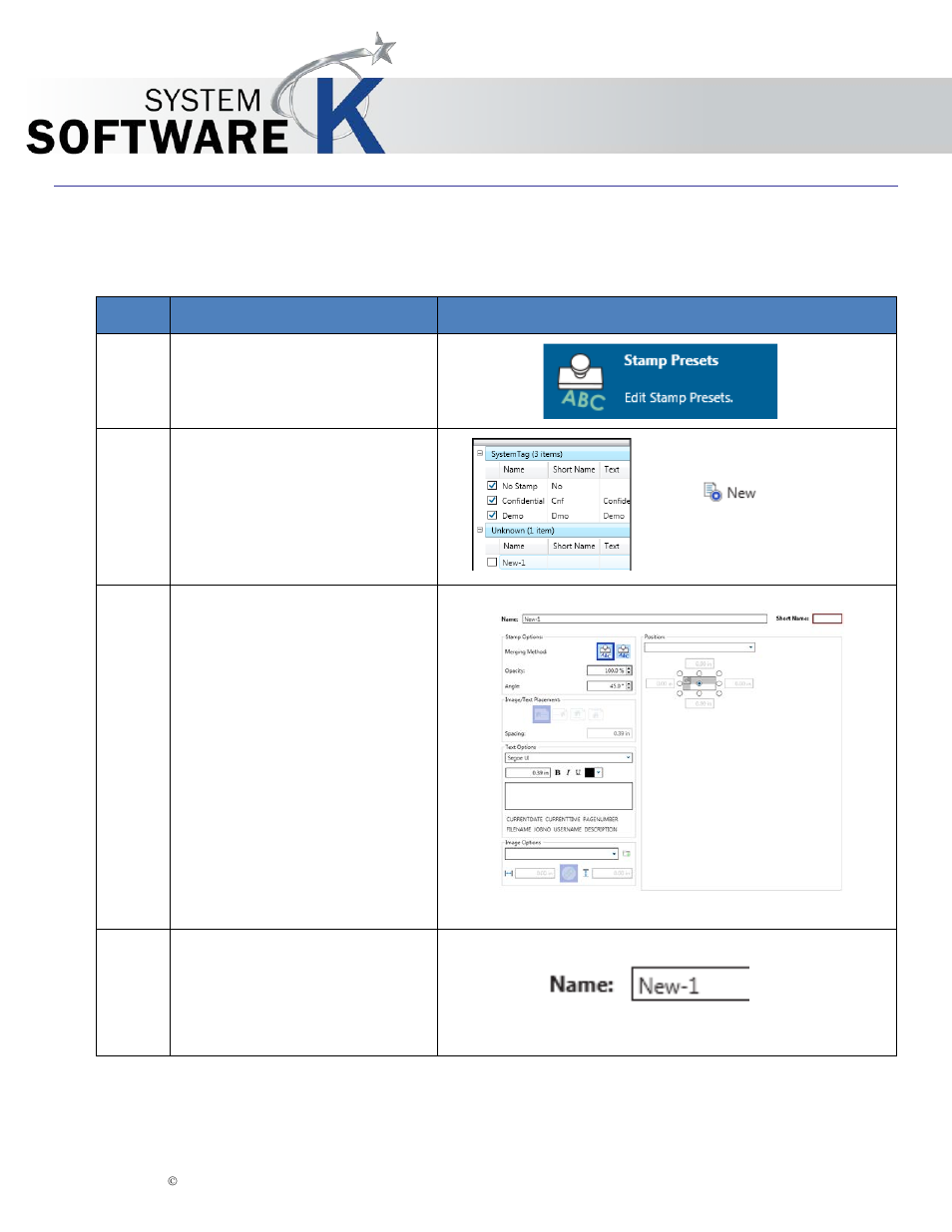 6 stamp presets, Stamp presets, Kip print pro user guide | KIP PrintPro User Manual | Page 49 / 102