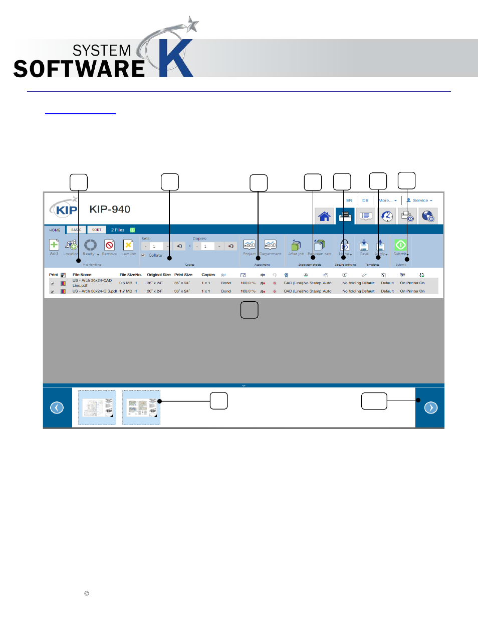 3 print screen, 1 home tab, Print screen | KIP PrintPro.Net User Manual | Page 10 / 101