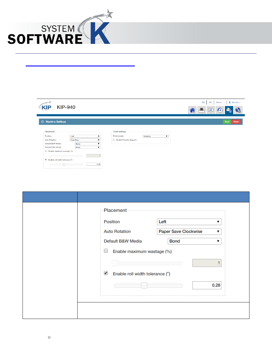 6 machine settings – user settings, 1 media handling, Machine settings – user settings | Media handling | KIP PrintPro.Net User Manual | Page 29 / 101