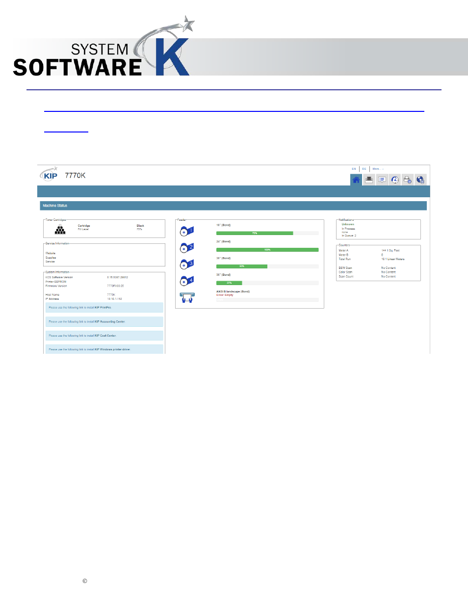 1 machine status and system information | KIP PrintPro.Net User Manual | Page 5 / 101
