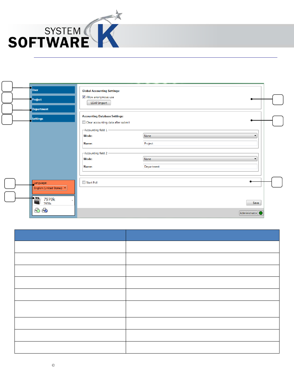 3 main screen, Main screen, Kip accounting center user guide | KIP Accounting Center User Manual | Page 6 / 21