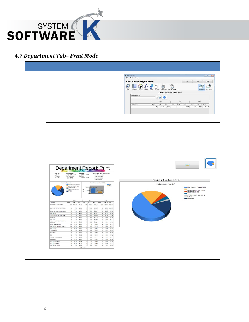 7 department tab– print mode, Kip cost center user guide | KIP Cost Center User Manual | Page 19 / 31