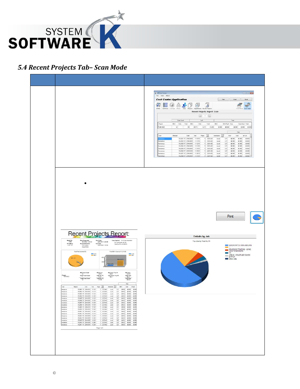 4 recent projects tab– scan mode, Kip cost center user guide | KIP Cost Center User Manual | Page 24 / 31