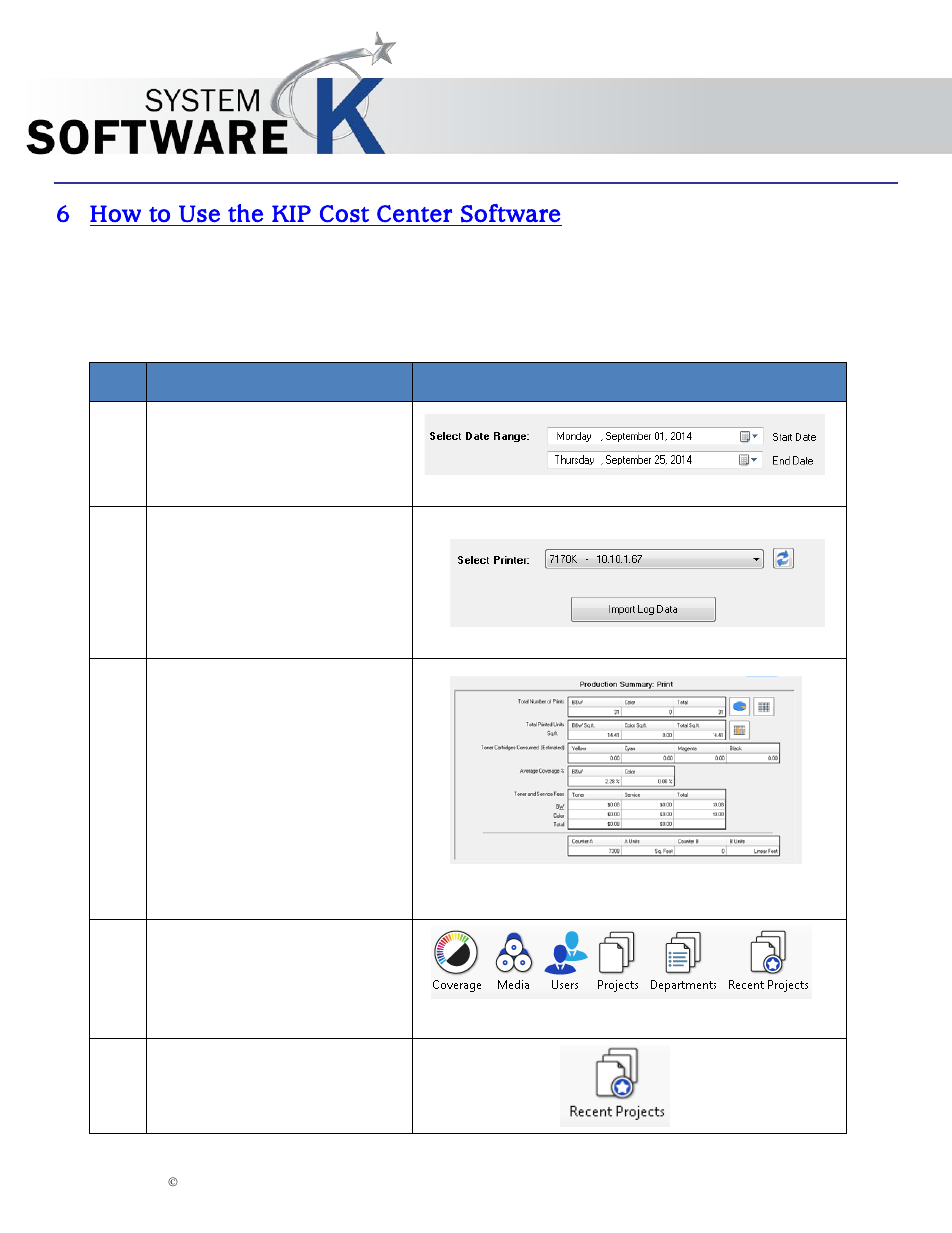 6 how to use the kip cost center software, How to use the kip cost center software, Kip cost center user guide | KIP Cost Center User Manual | Page 25 / 31