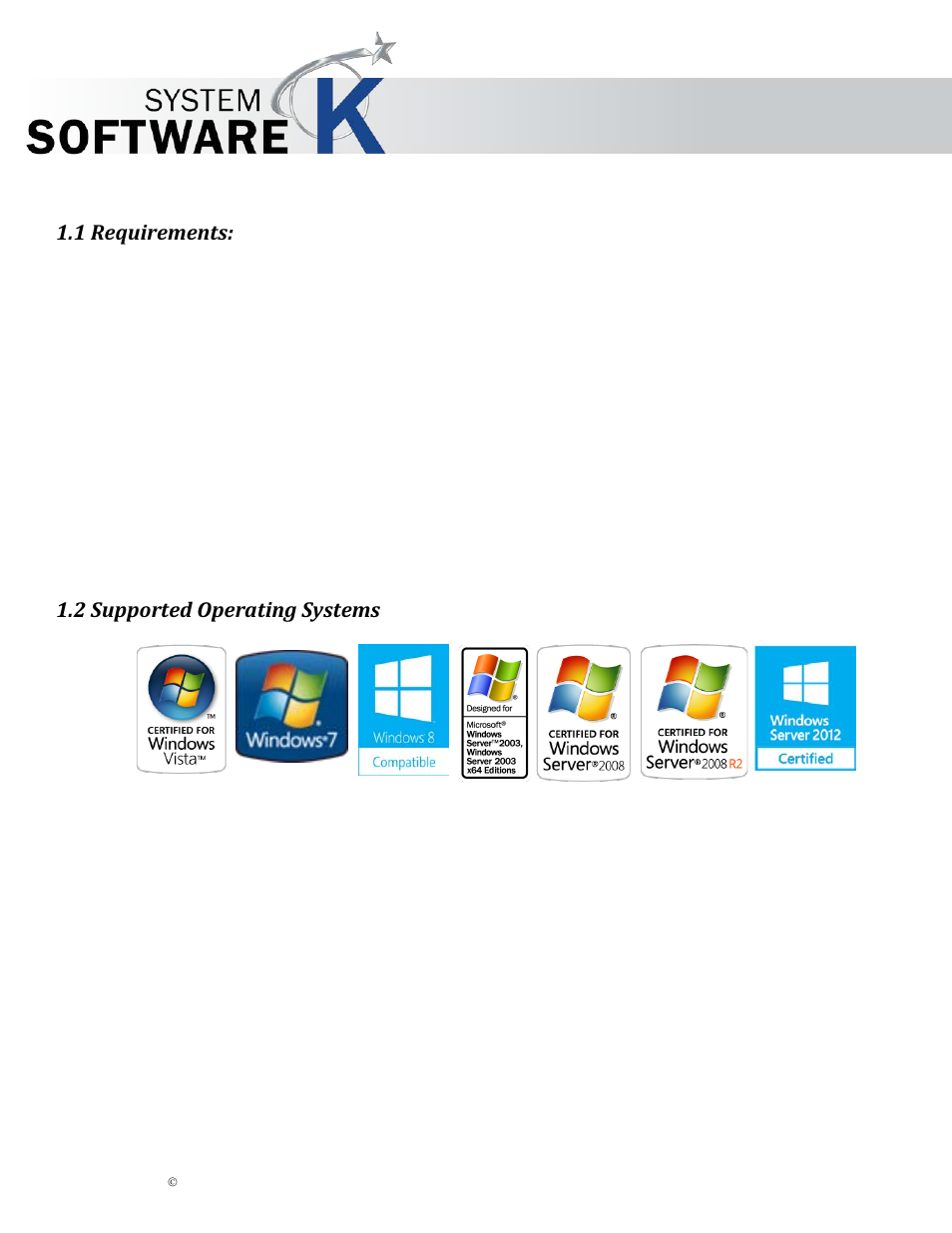 1 requirements, 2 supported operating systems, Kip cost center user guide | KIP Cost Center User Manual | Page 4 / 31