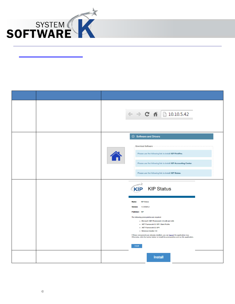 2 installation and setup, Kip printer status user guide | KIP Printer Status User Manual | Page 5 / 13
