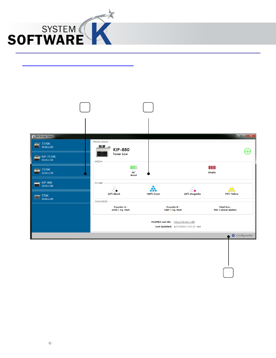 3 functionality of kip printer status, Kip printer status user guide | KIP Printer Status User Manual | Page 7 / 13