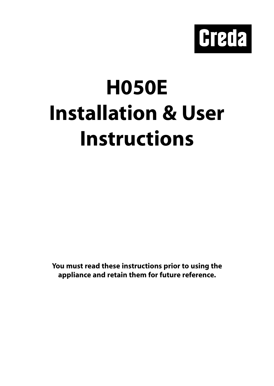 Creda H050E User Manual | 24 pages