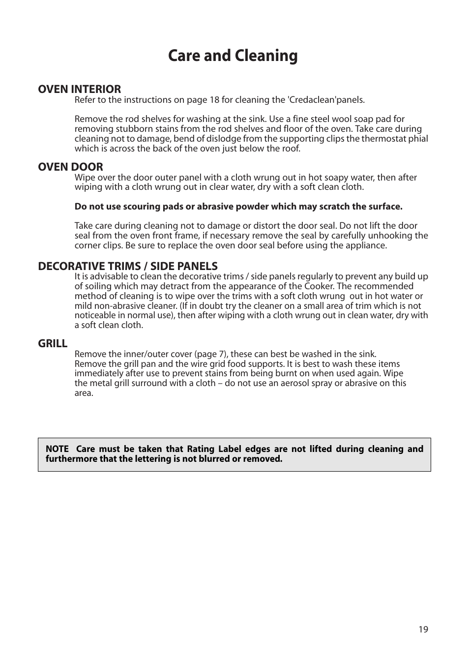 Care and cleaning | Creda H050E User Manual | Page 19 / 24