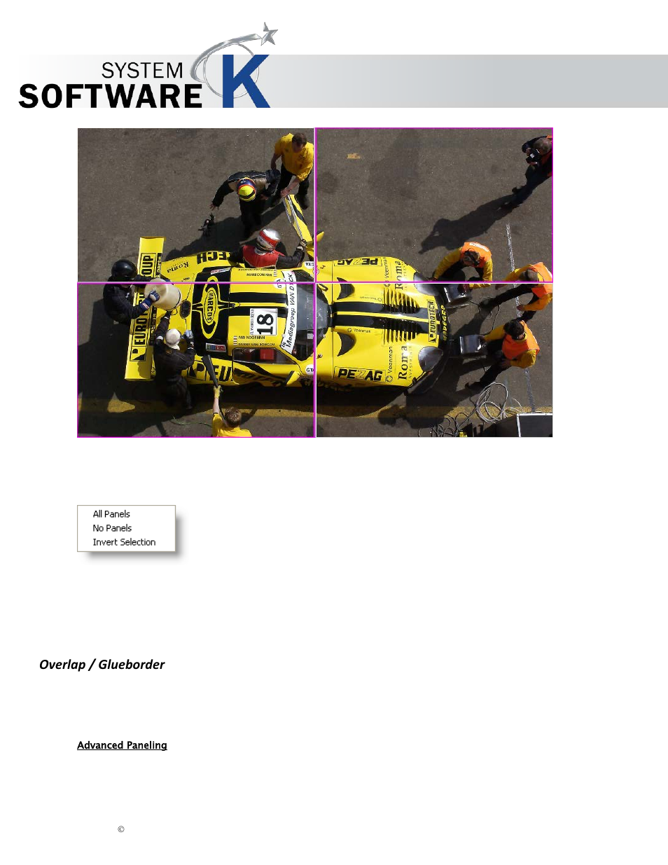 Overlap / glueborder, Advanced paneling, Kip graphics pro | KIP Graphics Pro User Manual | Page 72 / 99