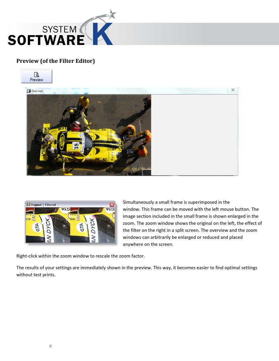 Preview (of the filter editor), Review, Of the | Ilter, Ditor, Kip graphics pro | KIP Graphics Pro User Manual | Page 77 / 99