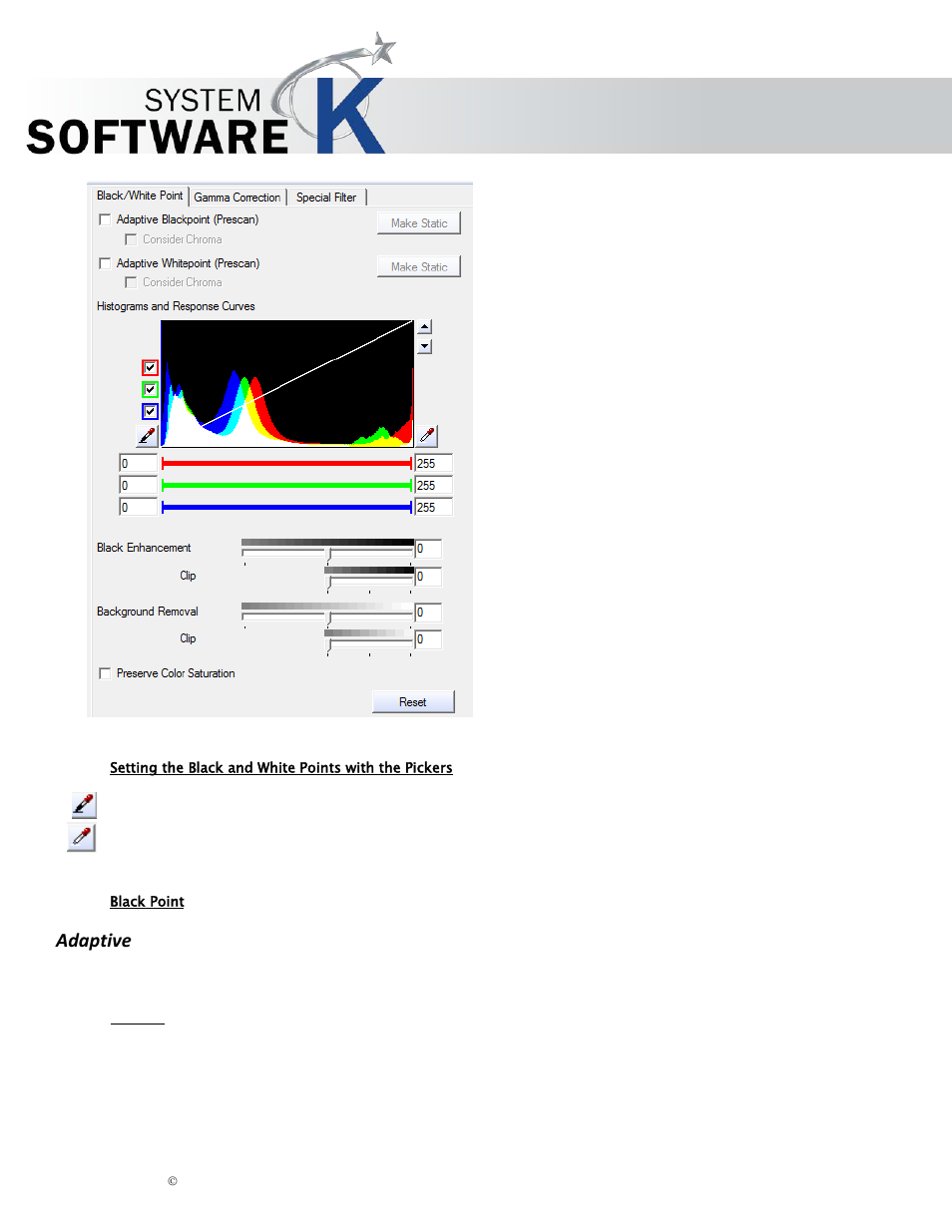 Black point, Adaptive, Kip graphics pro | KIP Graphics Pro User Manual | Page 79 / 99