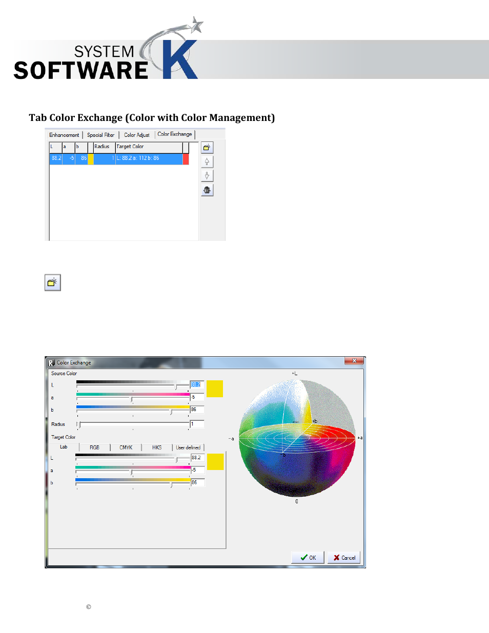 Tab color exchange (color with color management), Olor, Xchange | Olor with, Anagement, Kip graphics pro | KIP Graphics Pro User Manual | Page 88 / 99
