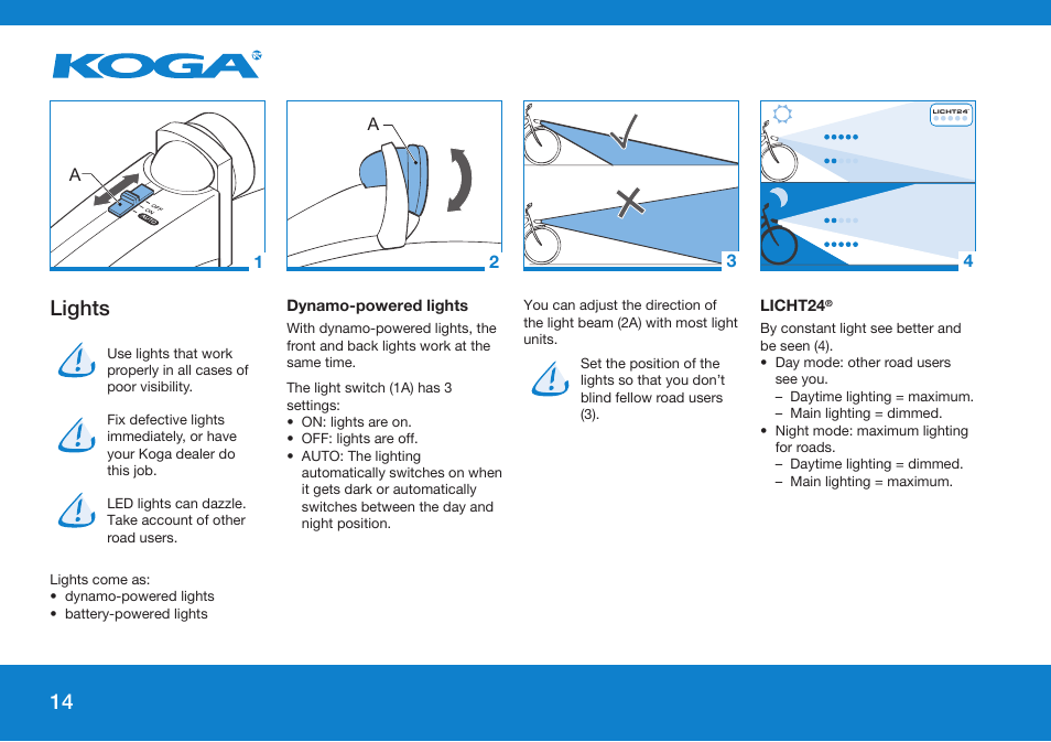 Lights | Koga GENERAL INSTRUCTION User Manual | Page 14 / 26