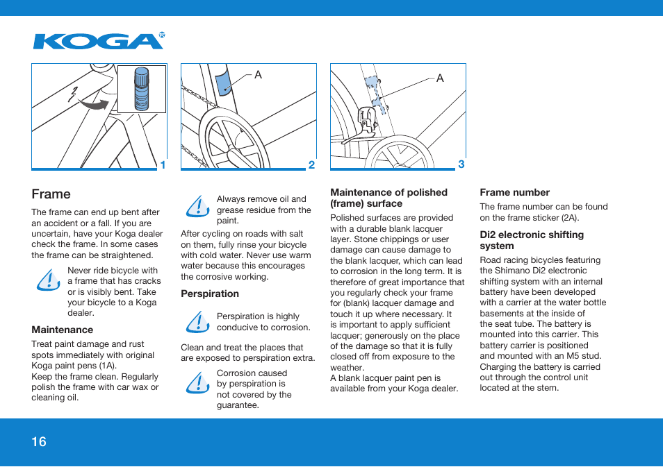 Frame | Koga GENERAL INSTRUCTION User Manual | Page 16 / 26