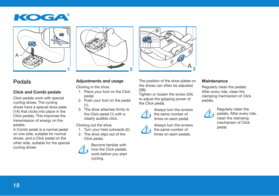 Pedals | Koga GENERAL INSTRUCTION User Manual | Page 18 / 26