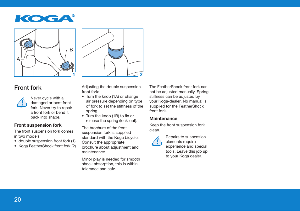 Front fork | Koga GENERAL INSTRUCTION User Manual | Page 20 / 26