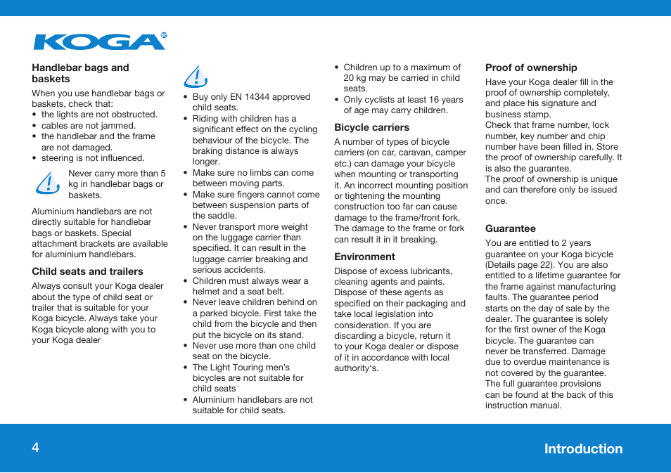 4introduction | Koga GENERAL INSTRUCTION User Manual | Page 4 / 26