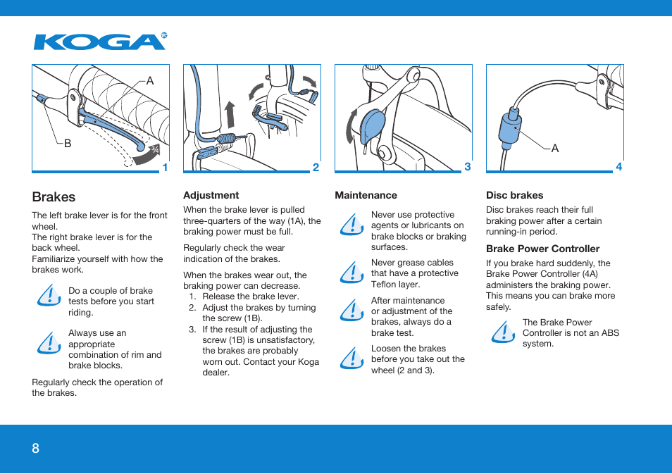 Brakes | Koga GENERAL INSTRUCTION User Manual | Page 8 / 26