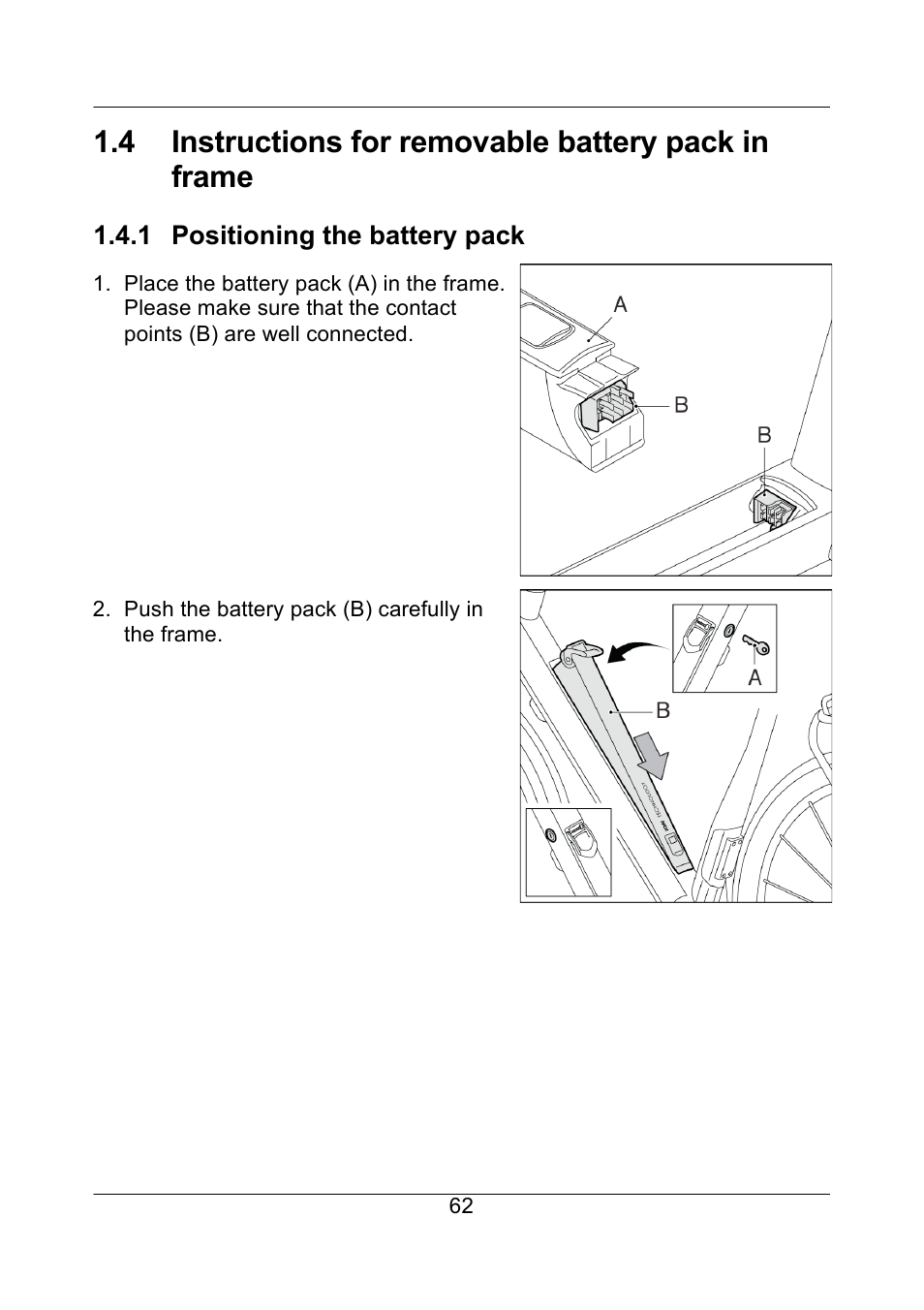 4 instructions for removable battery pack in frame | Koga E-BIKE ION User Manual | Page 13 / 47