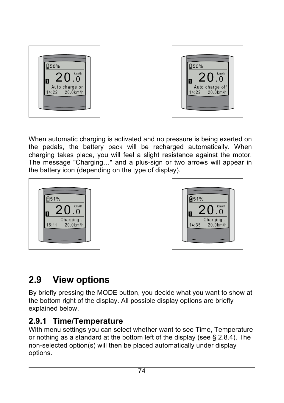 9 view options, 1 time/temperature | Koga E-BIKE ION User Manual | Page 25 / 47