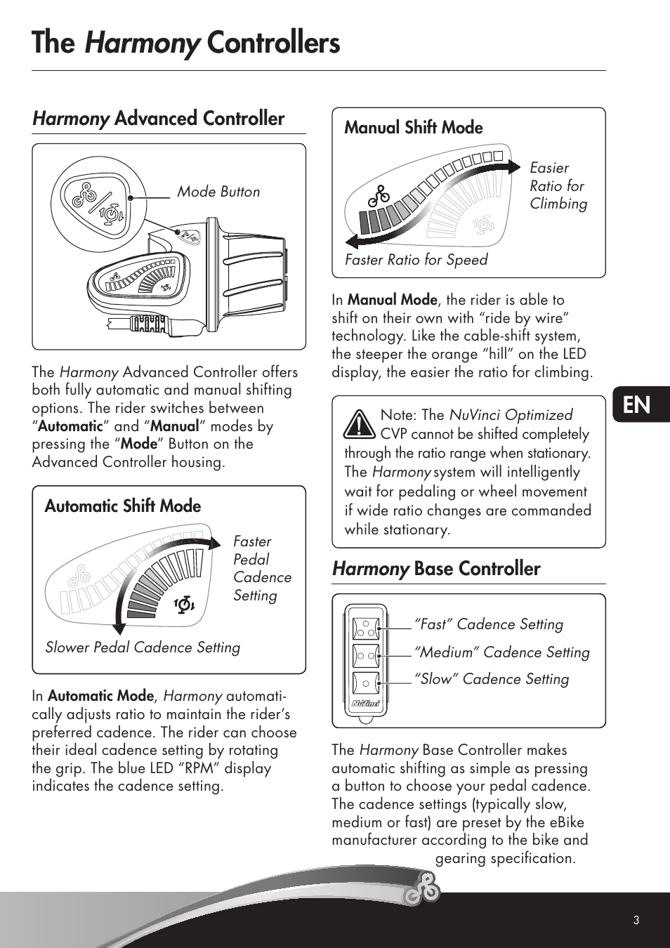 The harmony, Controllers, Harmony advanced controller | Harmony base controller | Koga NuVinciHarmony - E-Nova NuVinci User Manual | Page 3 / 49