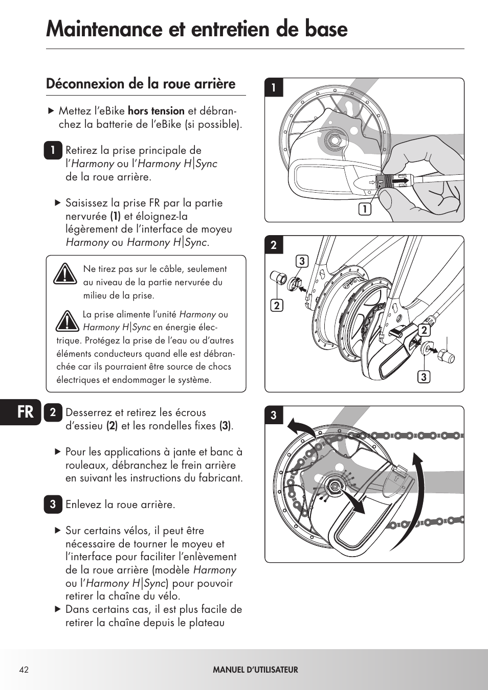 Maintenance et entretien de base, Déconnexion de la roue arrière | Koga NuVinciHarmony - E-Nova NuVinci User Manual | Page 42 / 49