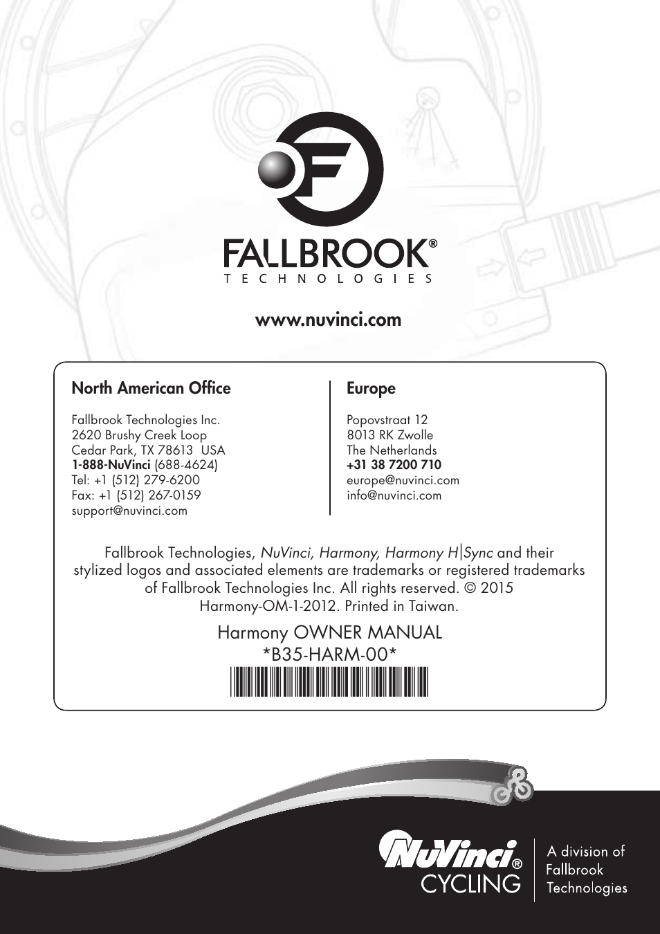 B35-harm-00, Harmony owner manual *b35-harm-00 | Koga NuVinciHarmony - E-Nova NuVinci User Manual | Page 49 / 49