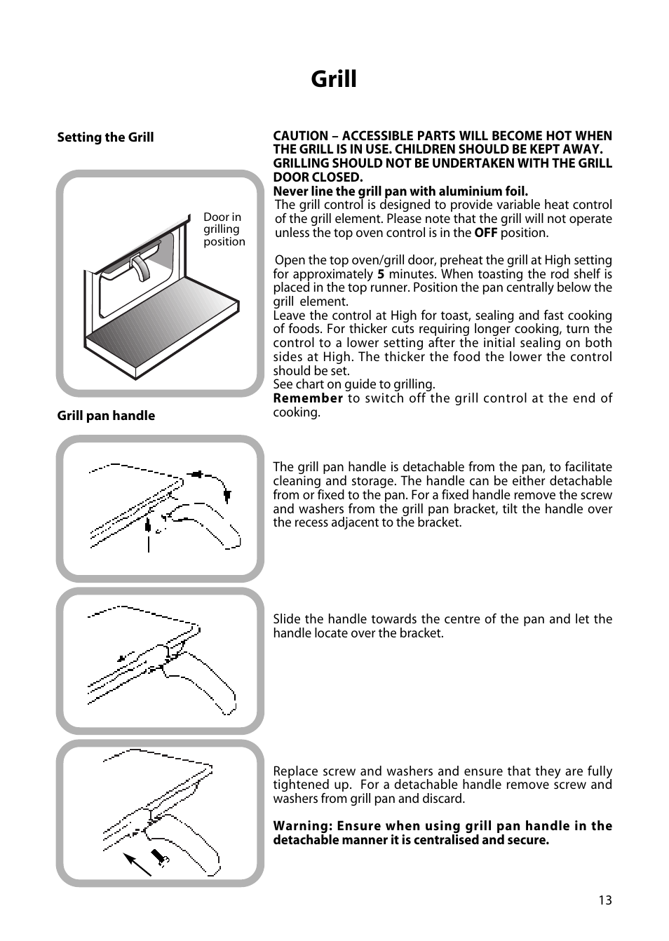 Grill | Creda H250E User Manual | Page 13 / 32