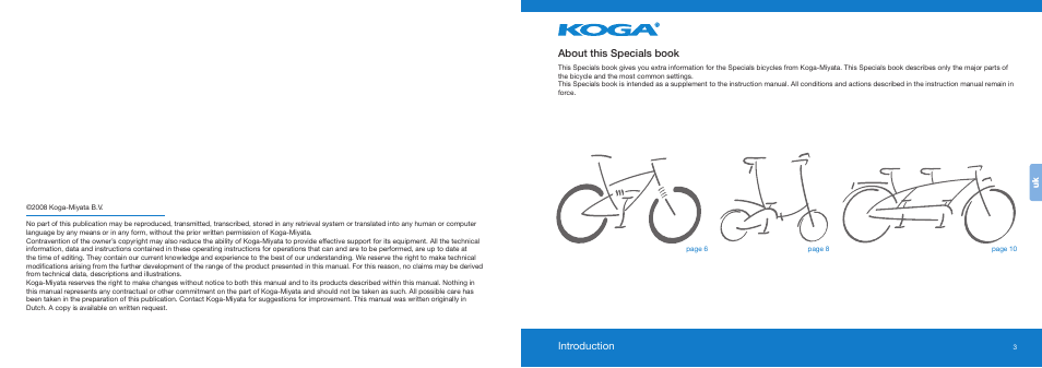 Introduction, About this specials book | Koga SPECIALS - TANDEM - ADAPTOR - MTB User Manual | Page 2 / 8